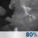 Overnight: Showers and thunderstorms before 4am, then a chance of showers and thunderstorms. Mostly cloudy, with a low around 68. Southwest wind around 5 mph. Chance of precipitation is 80%. New rainfall amounts between a quarter and half of an inch possible. Overnight: Showers And Thunderstorms